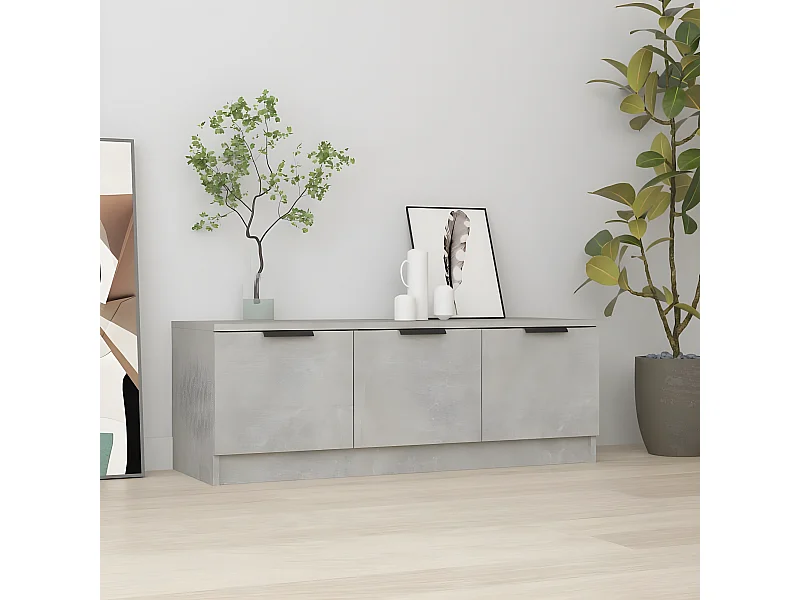 Meuble TV Gris béton 102x35x36,5 cm Bois d'ingénierie