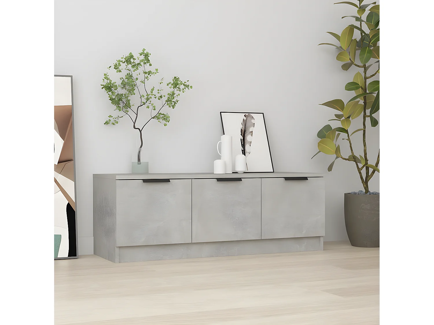 Meuble TV Gris béton 102x35x36,5 cm Bois d'ingénierie