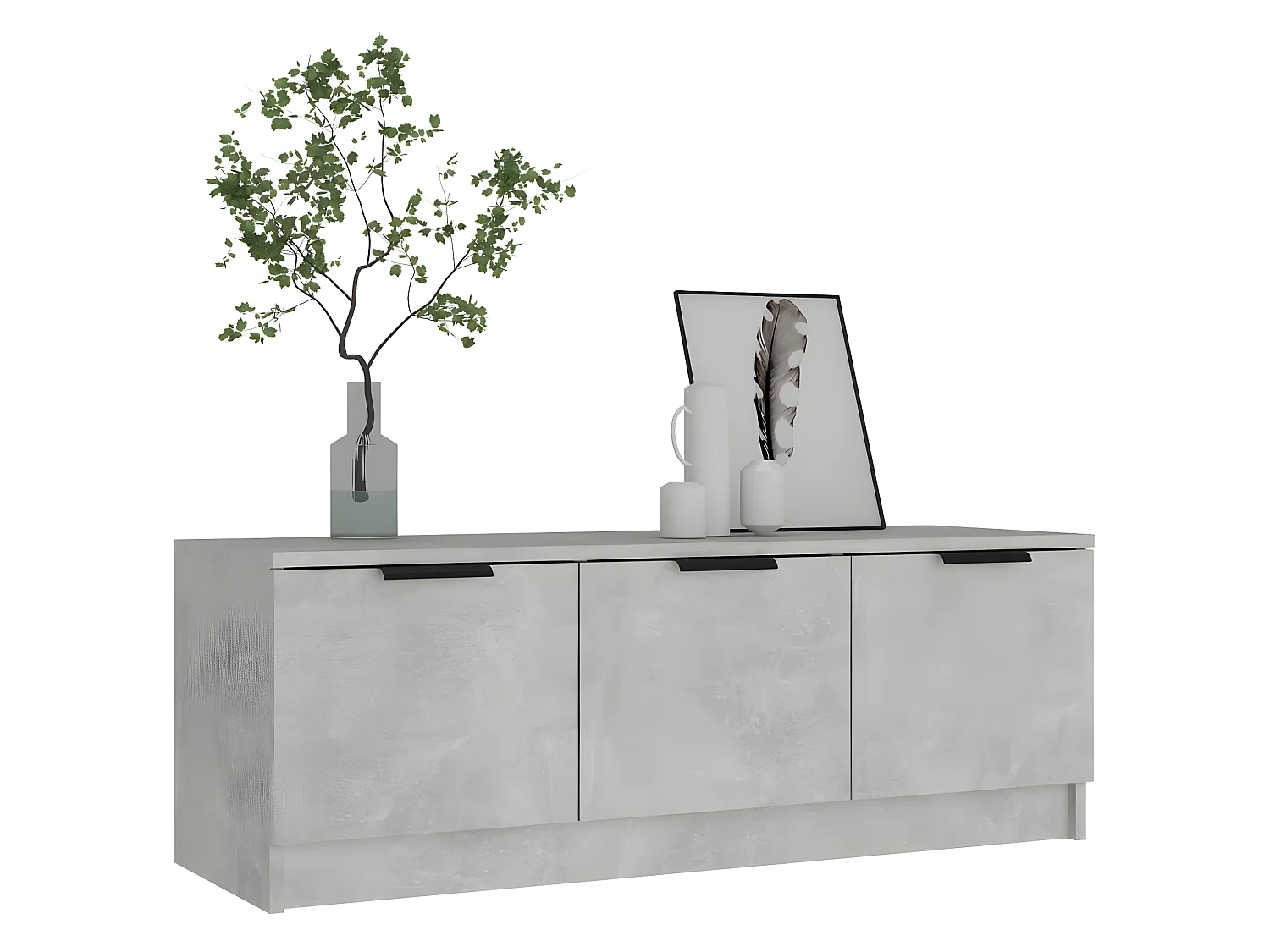 Meuble TV Gris béton 102x35x36,5 cm Bois d'ingénierie