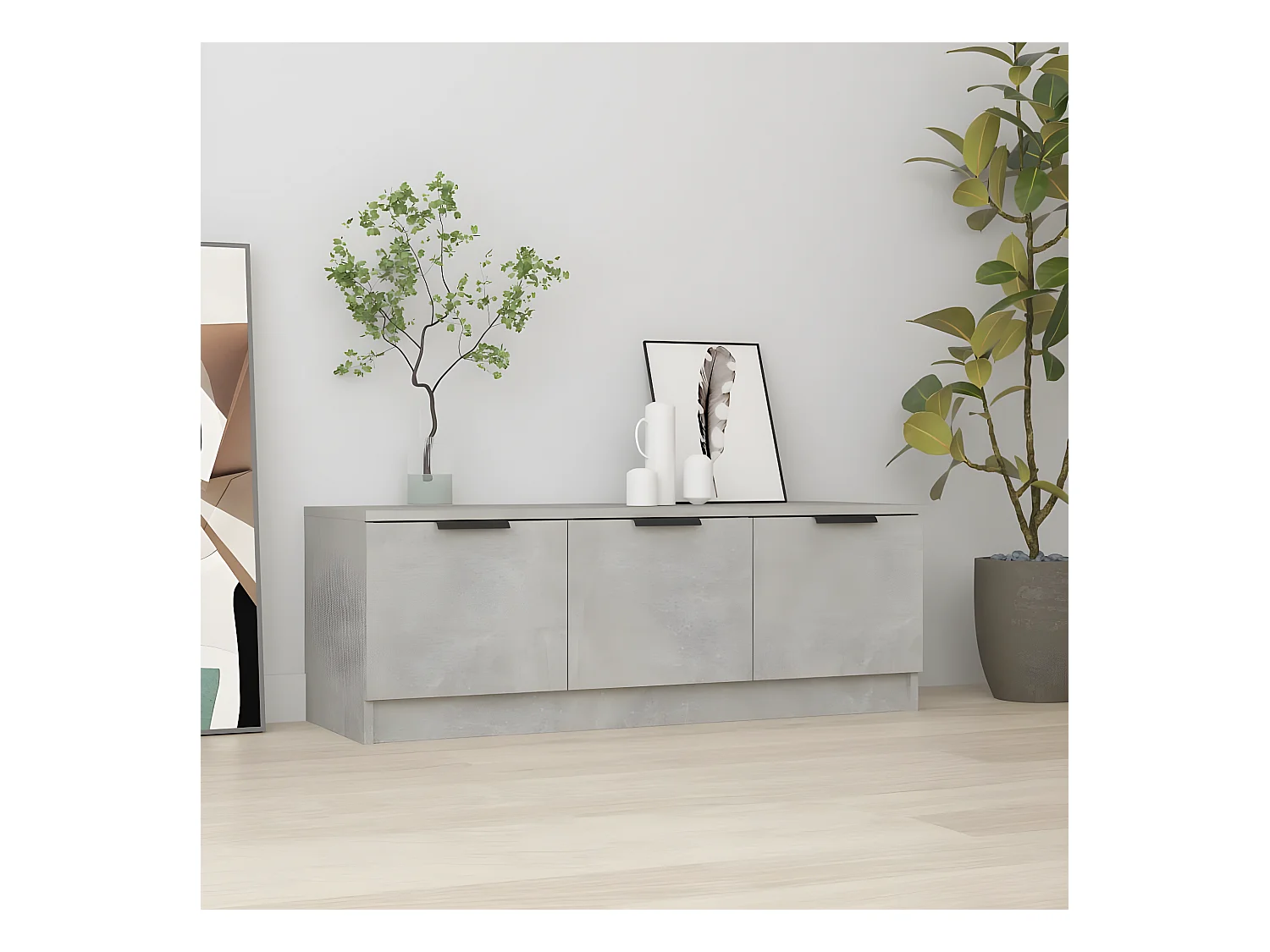 Meuble TV Gris béton 102x35x36,5 cm Bois d'ingénierie