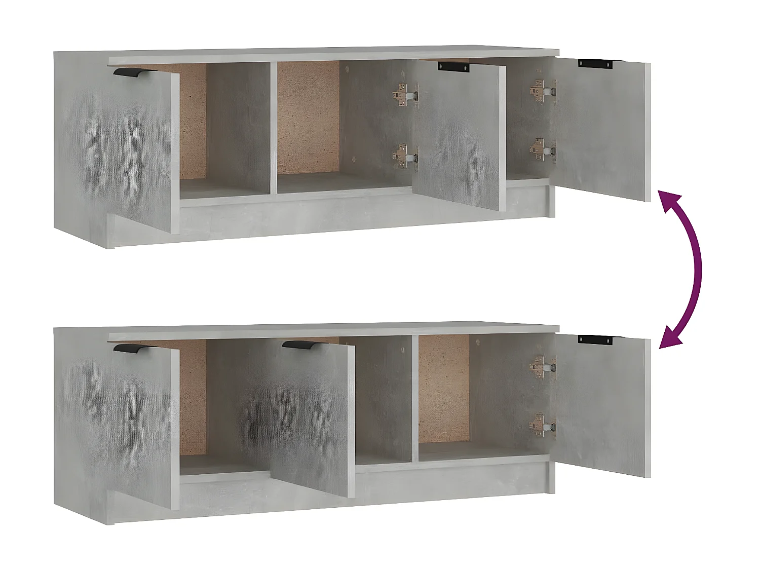 Meuble TV Gris béton 102x35x36,5 cm Bois d'ingénierie