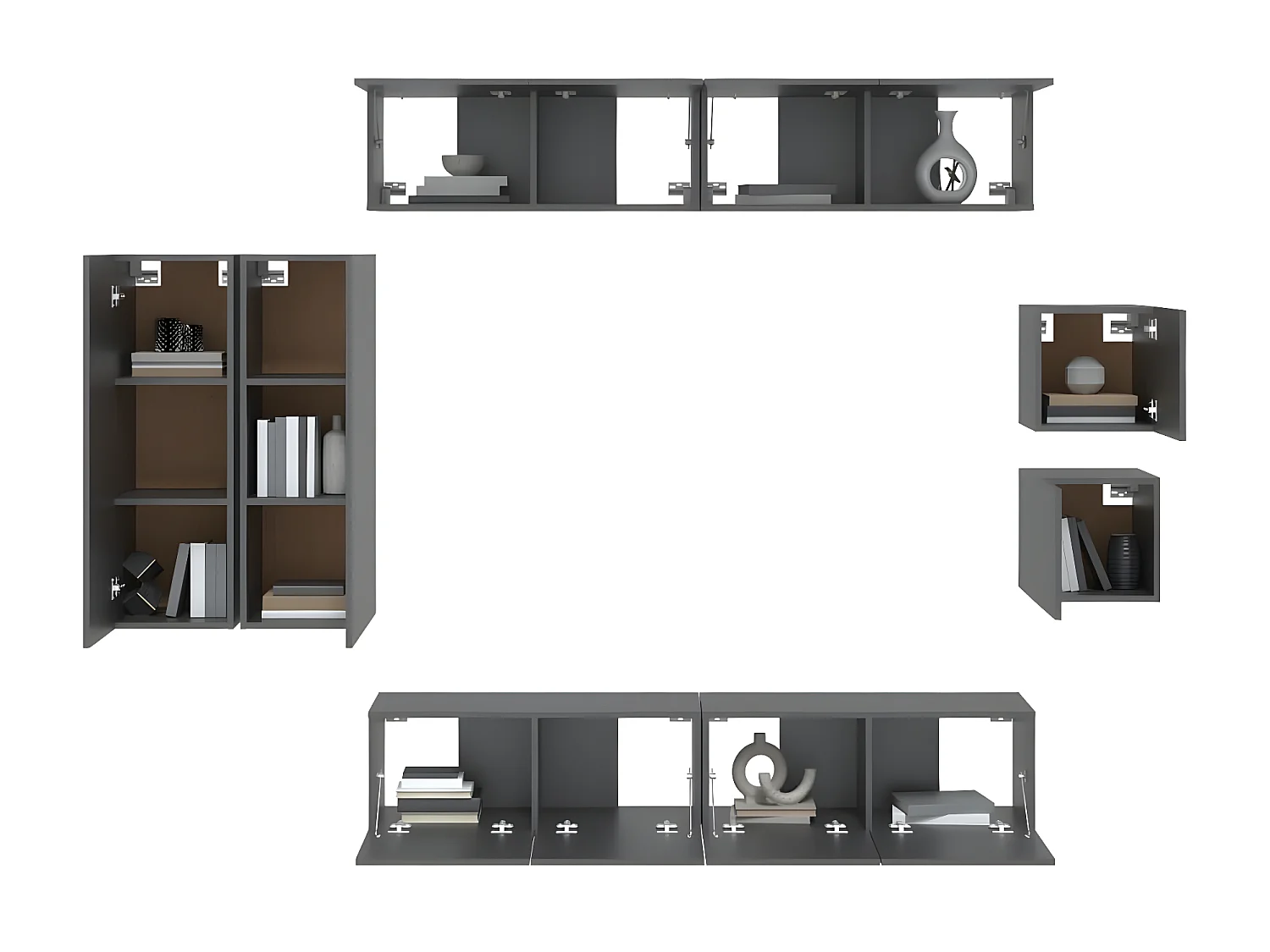 Ensemble de meubles TV 8 pcs Noir Bois d'ingénierie