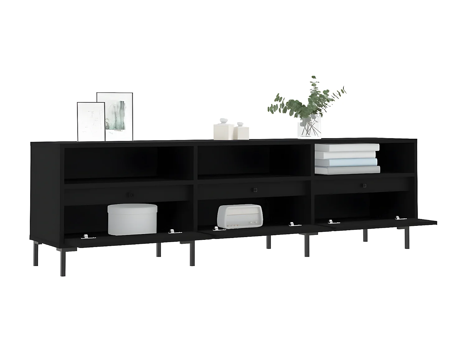 Zwart tv-meubel 150x30x44,5 cm samengesteld hout