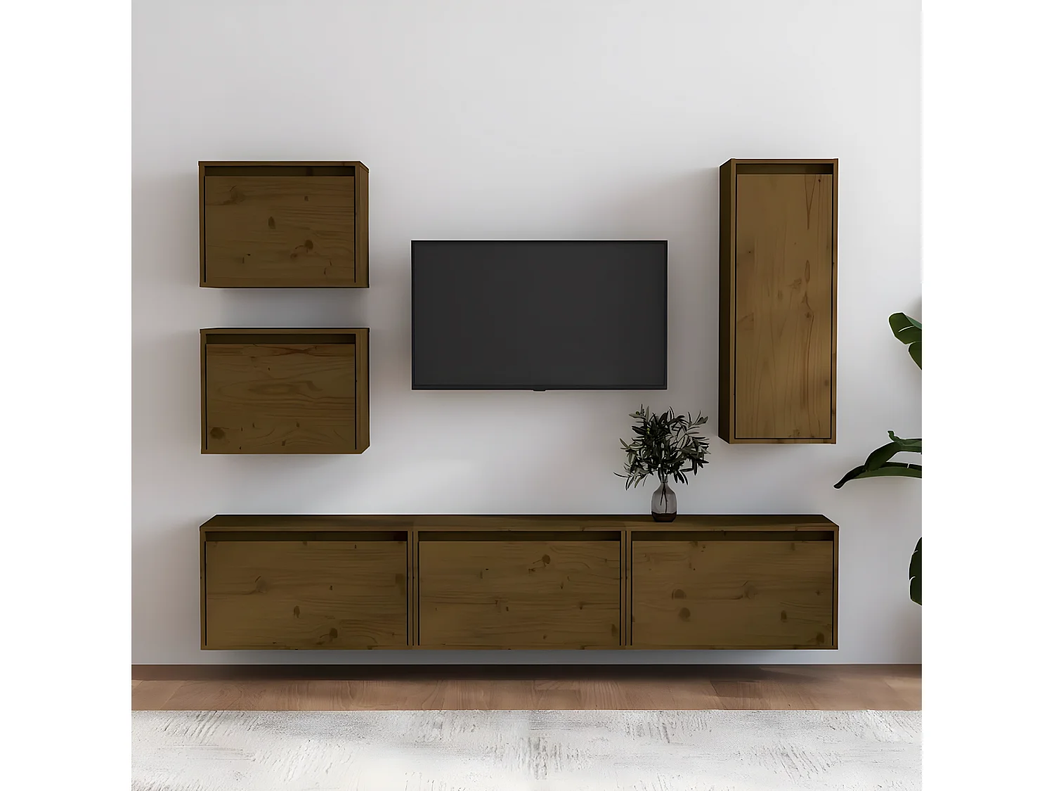 Meubles TV 6 pcs Marron miel Bois massif de pin