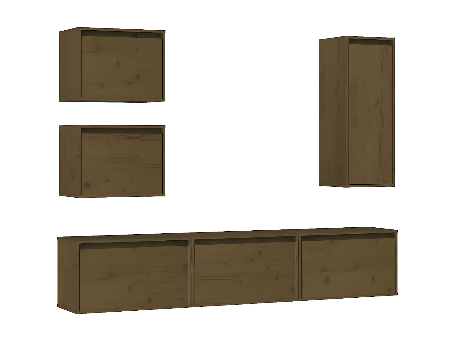 Meubles TV 6 pcs Marron miel Bois massif de pin