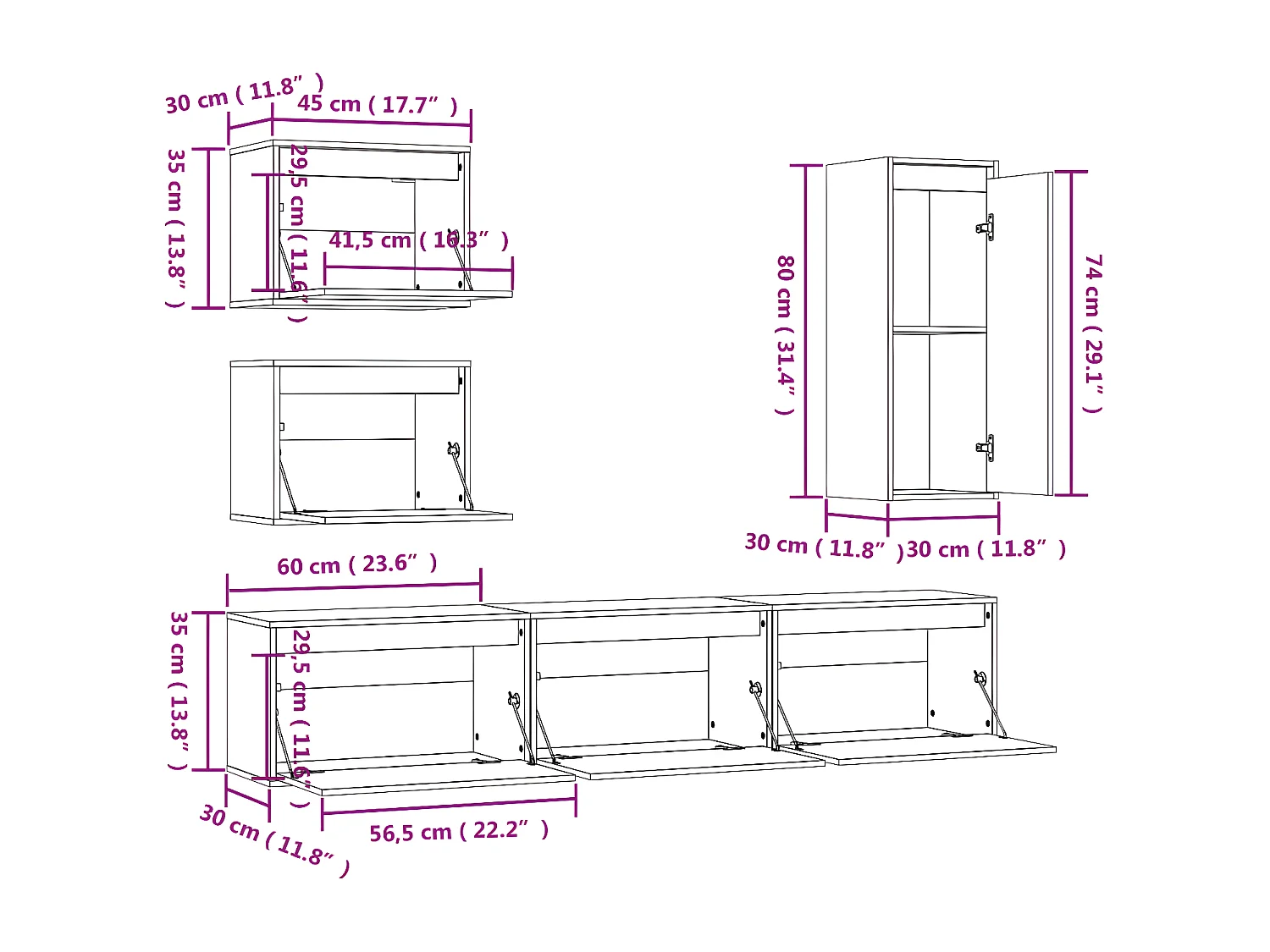 Meubles TV 6 pcs Marron miel Bois massif de pin