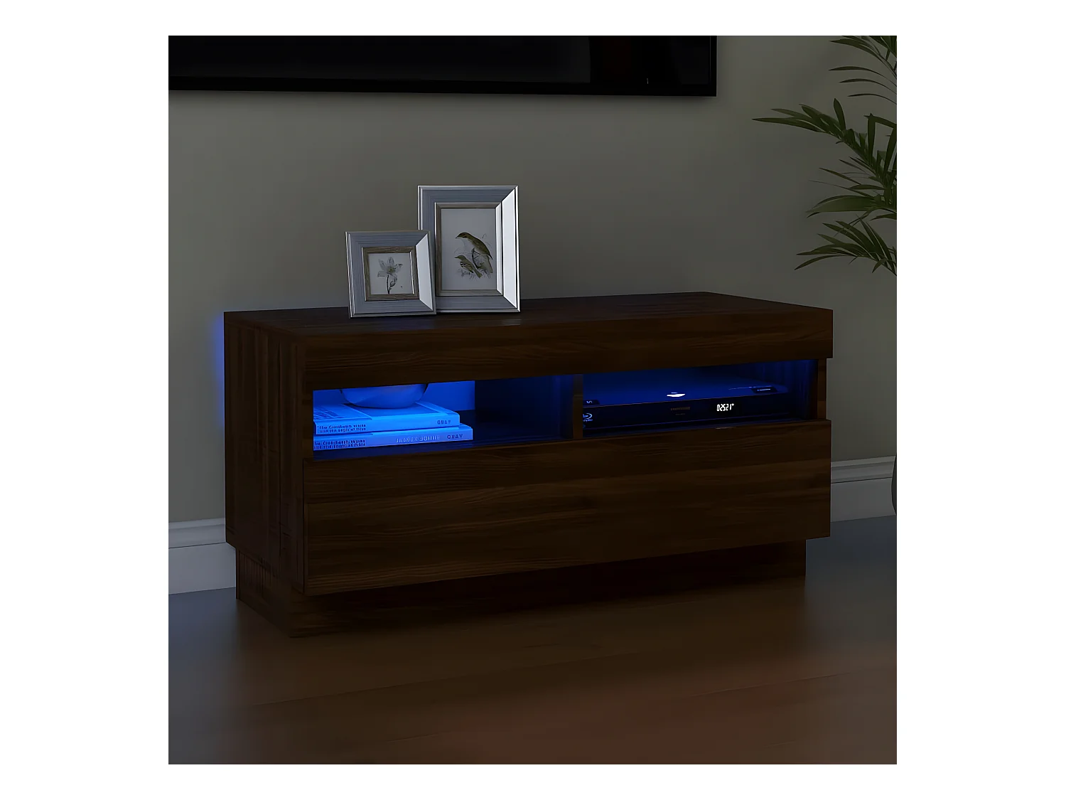 TV-meubel met LED-verlichting bruin eiken 80x35x40 cm