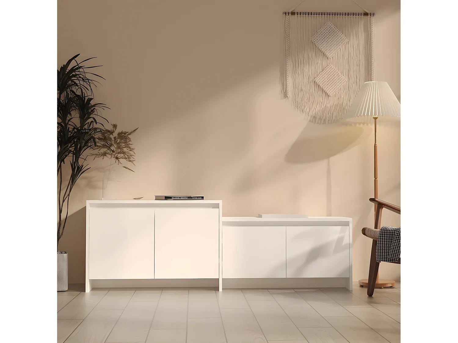 Wit TV-meubel 146,5x35x50 cm spaanplaat