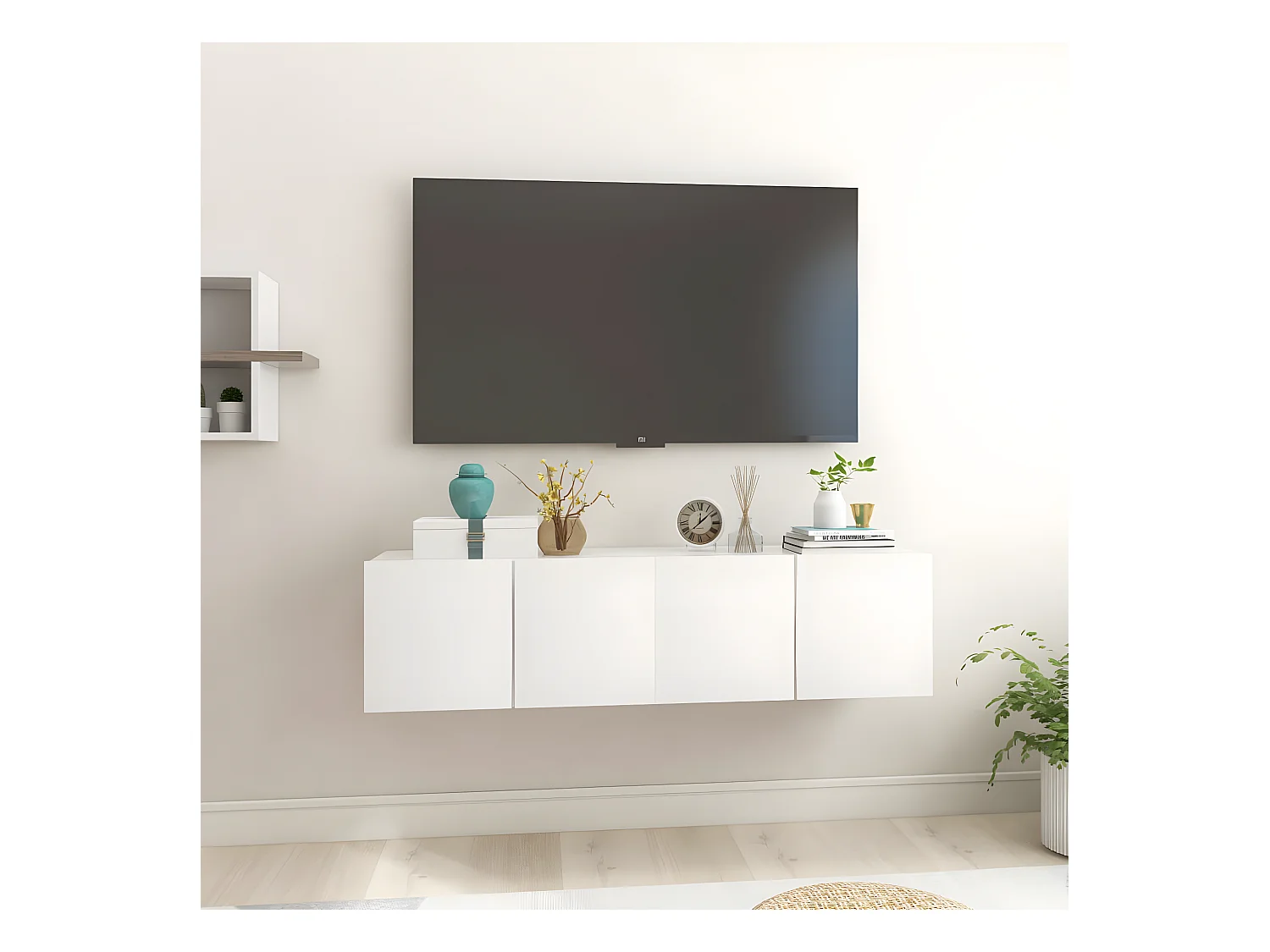 Meubles TV suspendus 2 pcs Blanc brillant 60x30x30 cm