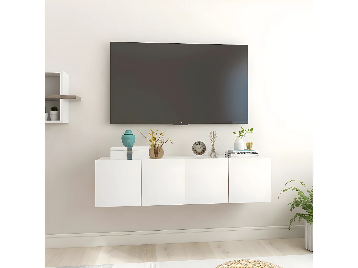 Meubles TV suspendus 2 pcs Blanc brillant 60x30x30 cm