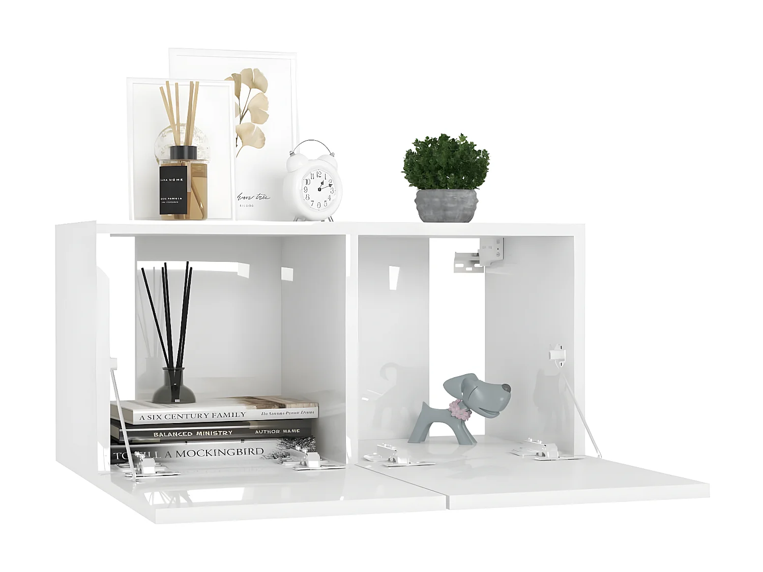 Meubles TV suspendus 2 pcs Blanc brillant 60x30x30 cm