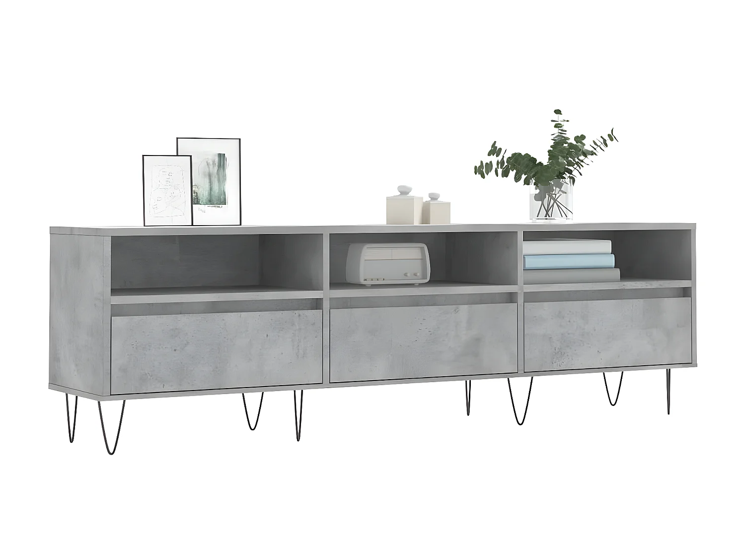 Mobile TV grigio cemento 150x30x44,5 cm in derivati del legno