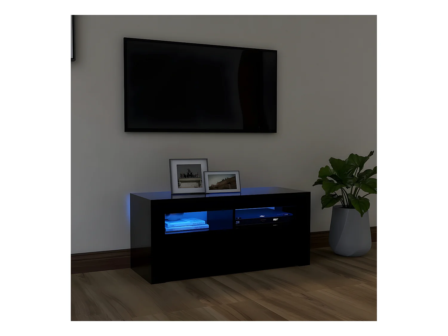 Meuble TV avec lumières LED noir 90x35x40 cm