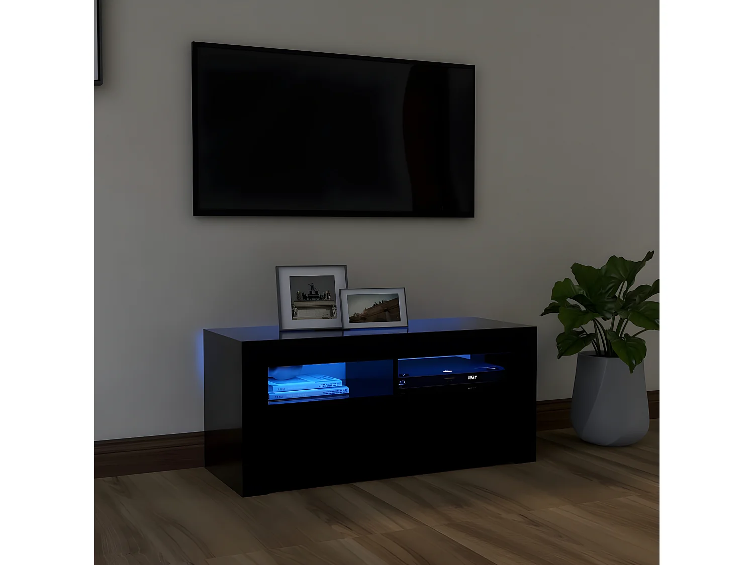 Meuble TV avec lumières LED noir 90x35x40 cm