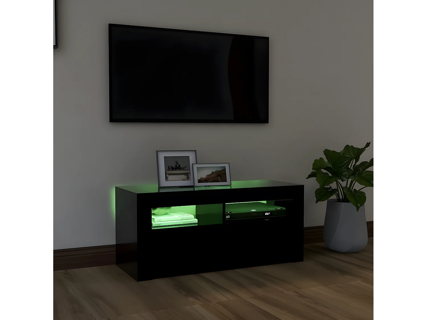 Meuble TV avec lumières LED noir 90x35x40 cm
