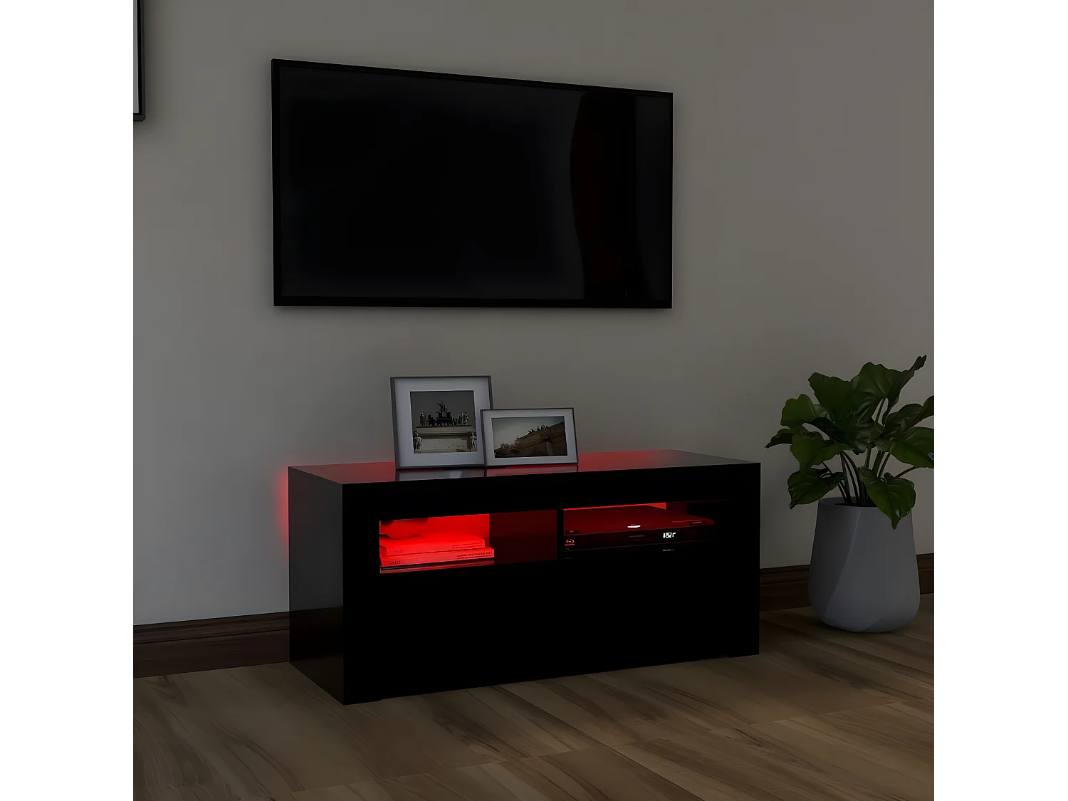 Meuble TV avec lumières LED noir 90x35x40 cm