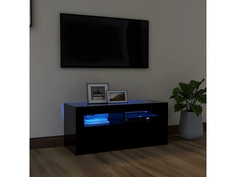 Meuble TV avec lumières LED noir 90x35x40 cm
