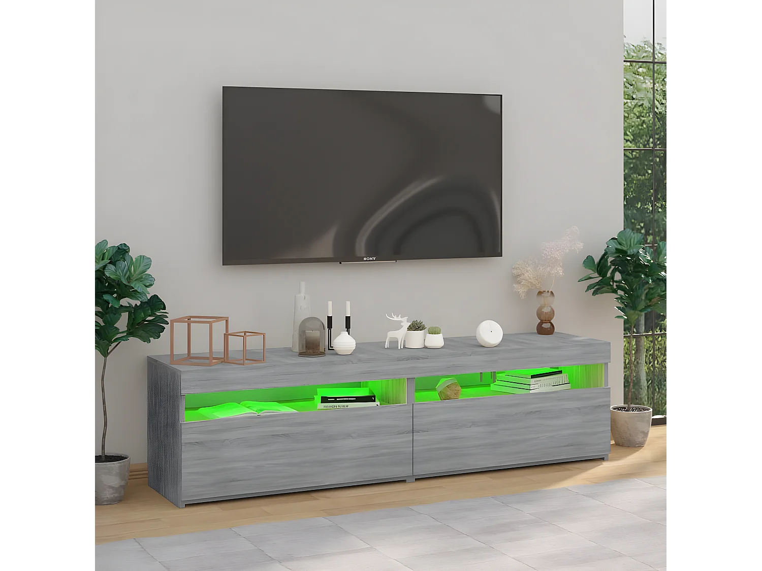 TV-Schränke mit LED-Leuchten 2 Stk. Sonomagrau 75x35x40 cm