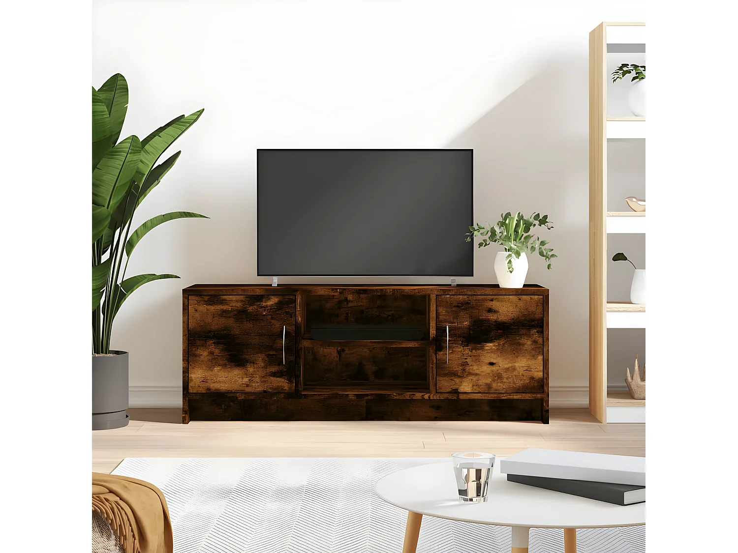 TV-Schrank aus geräucherter Eiche, 102 x 30 x 37,5 cm, Holzwerkstoff