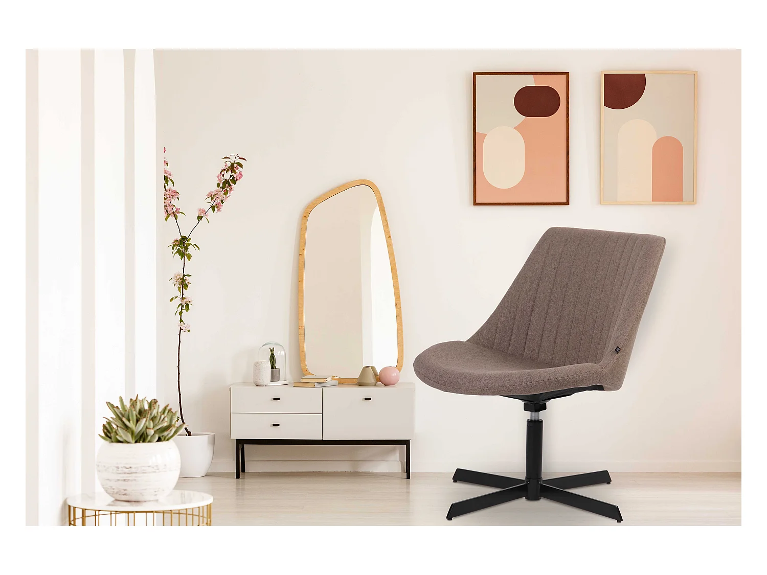 Chaise longue - Tissu & Antique clair - Taupe - Granby