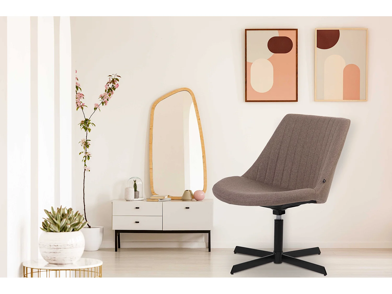 Chaise longue - Tissu & Antique clair - Taupe - Granby