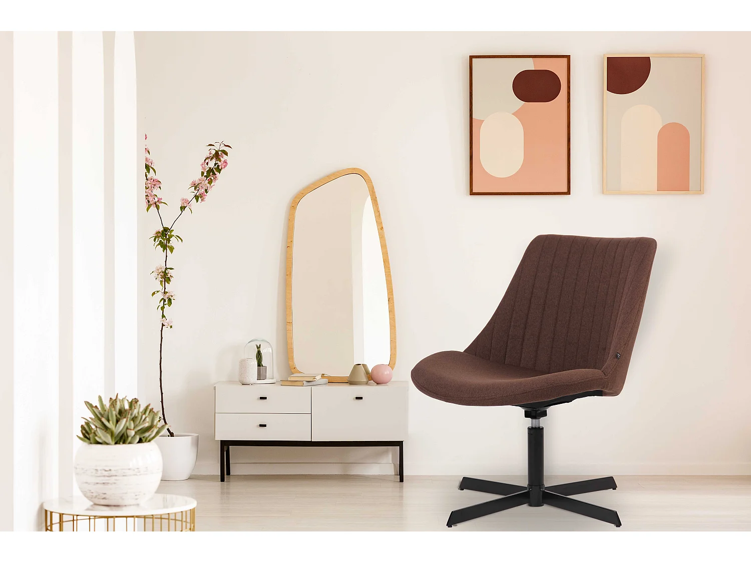 Chaise longue - Tissu & Antique clair - Marron - Granby