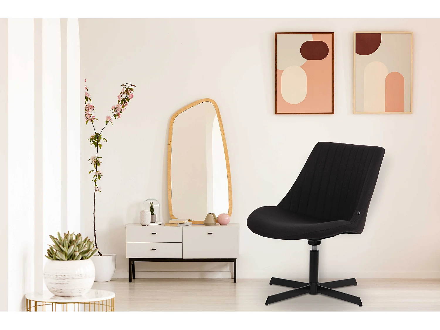 Chaise longue - Tissu & Antique clair - Noir - Granby