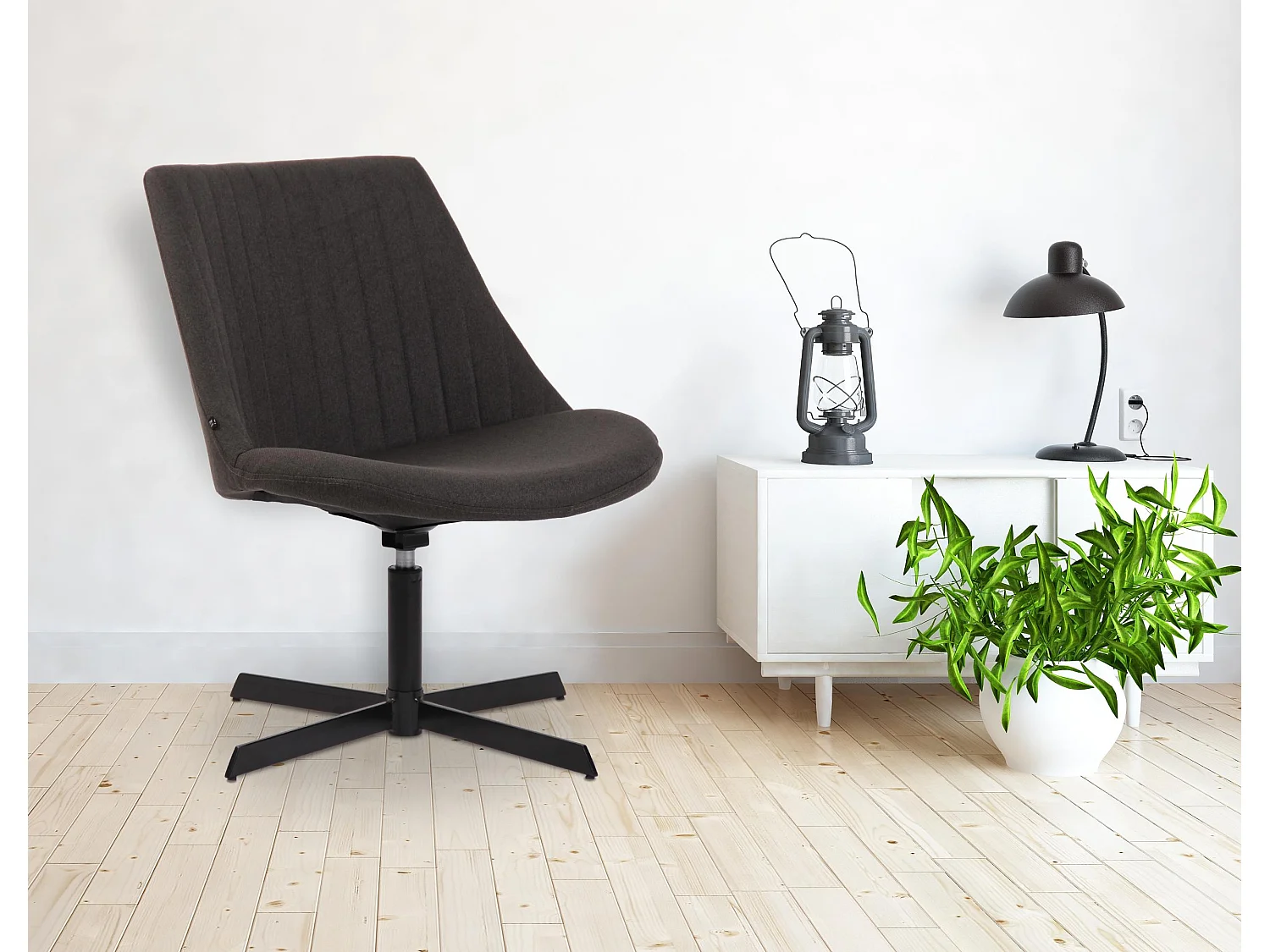 Chaise longue - Tissu & Antique clair - Gris foncé - Granby