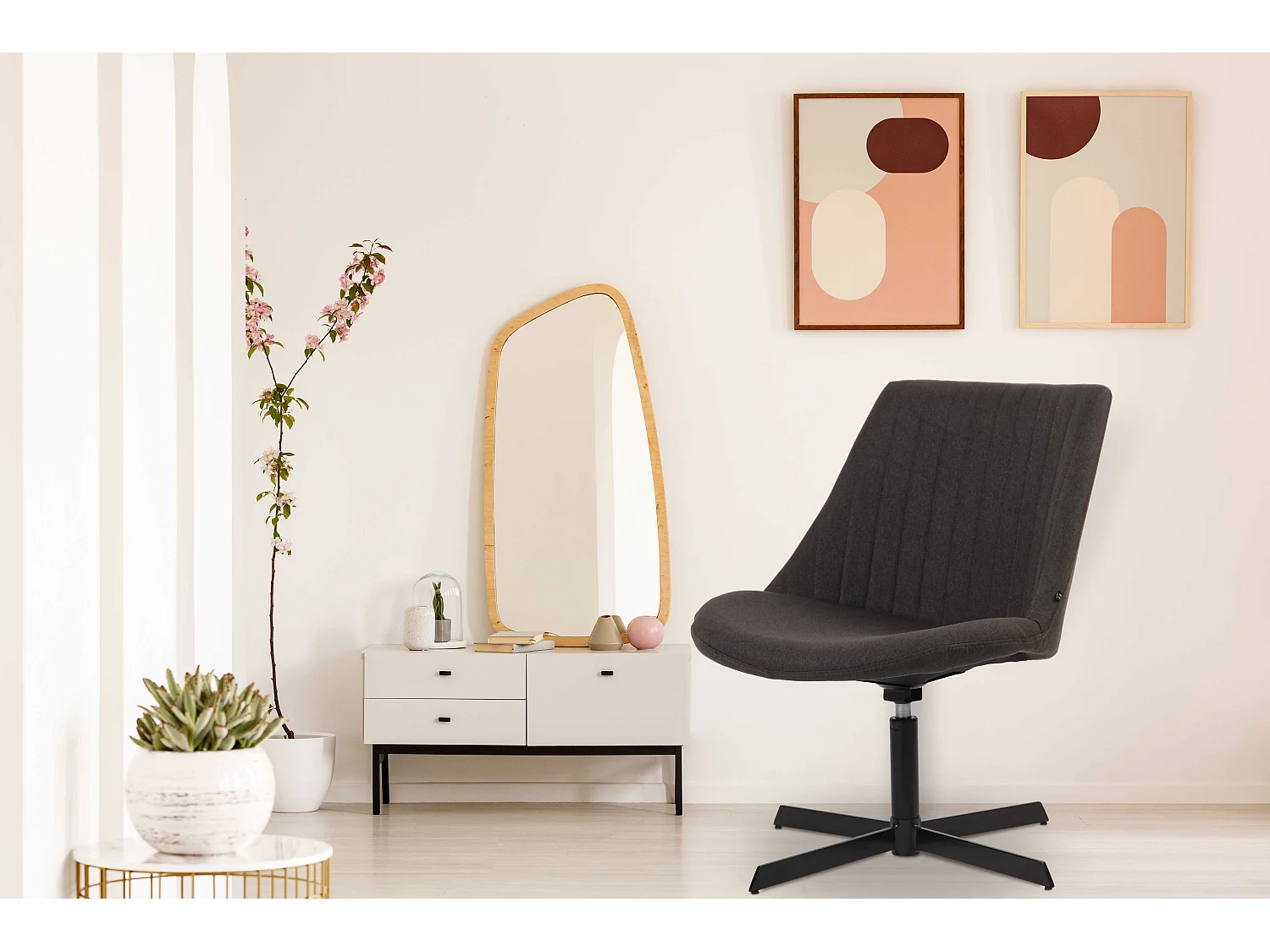 Chaise longue - Tissu & Antique clair - Gris foncé - Granby