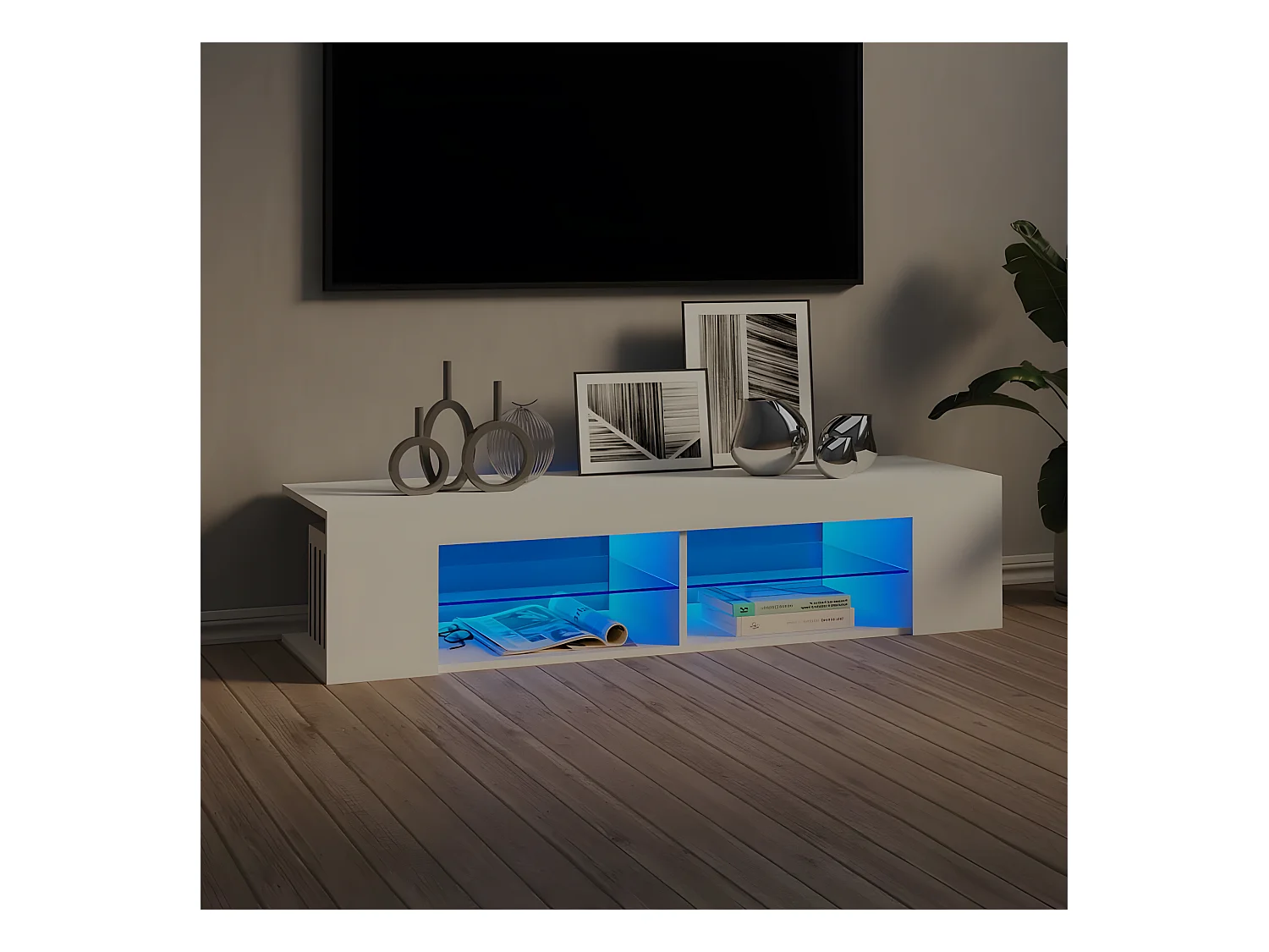 Meuble TV avec lumières LED blanc 135x39x30 cm