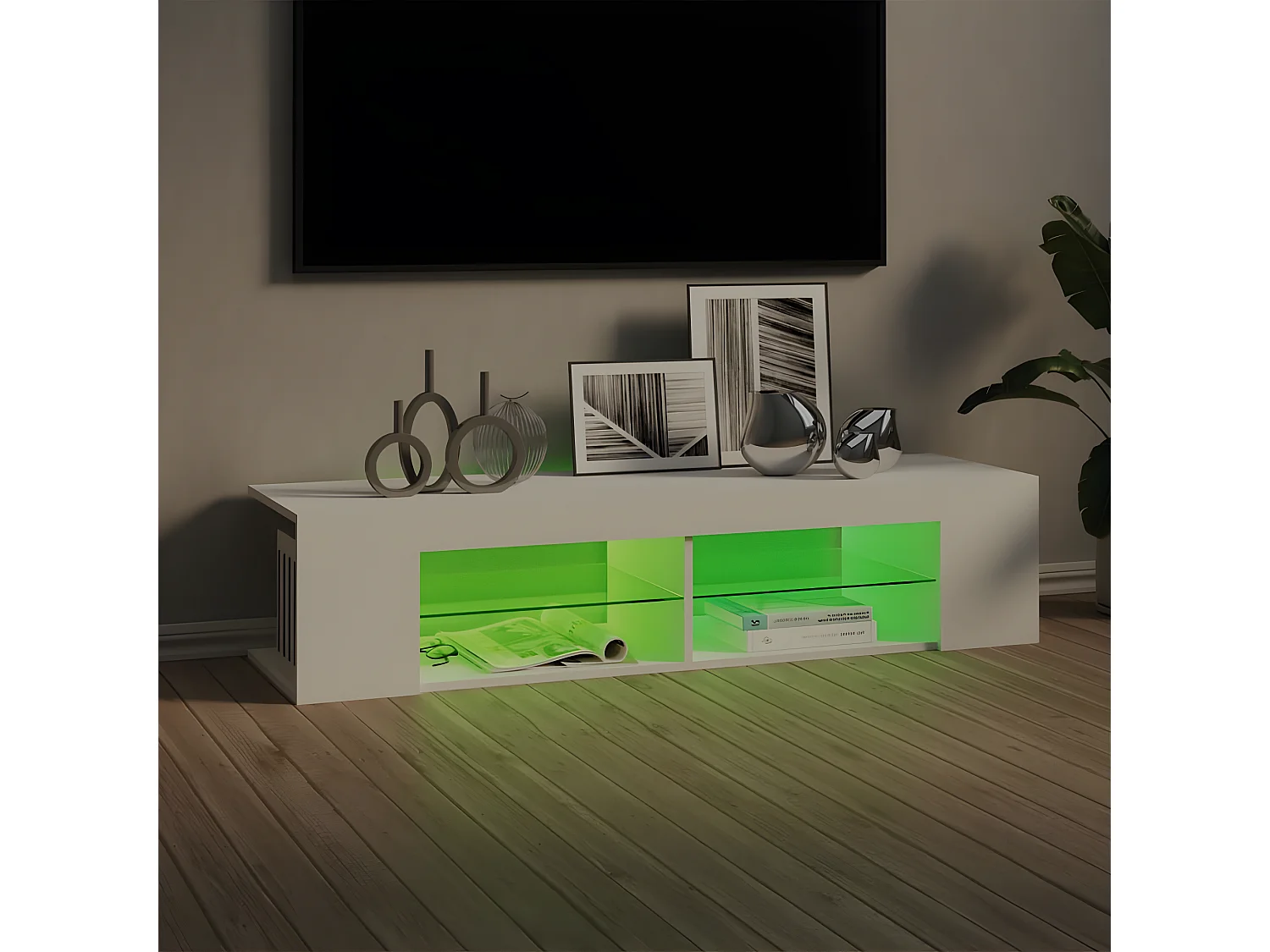 Meuble TV avec lumières LED blanc 135x39x30 cm