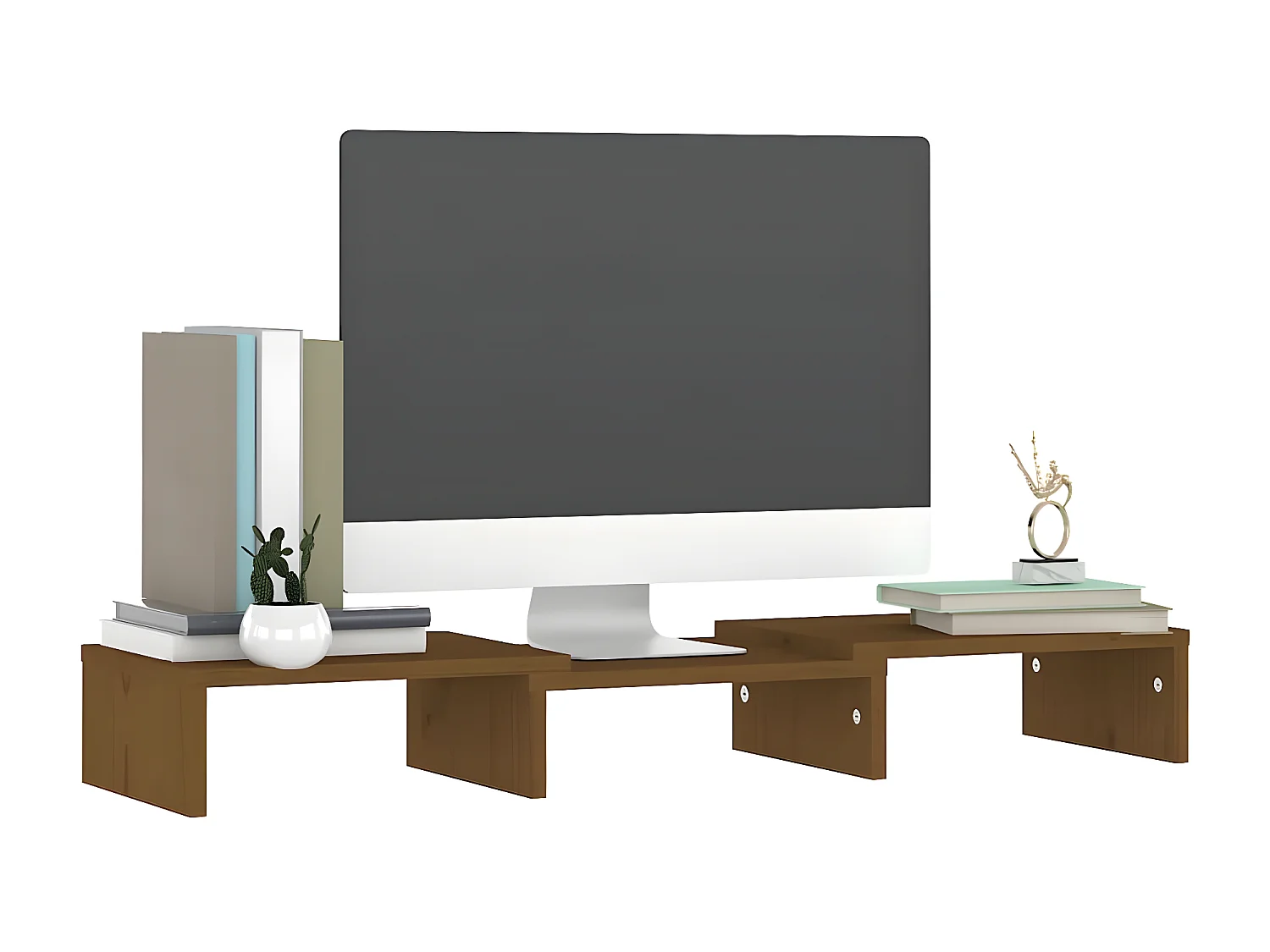 Support de moniteur Marron miel 60x24x10,5 cm Pin solide