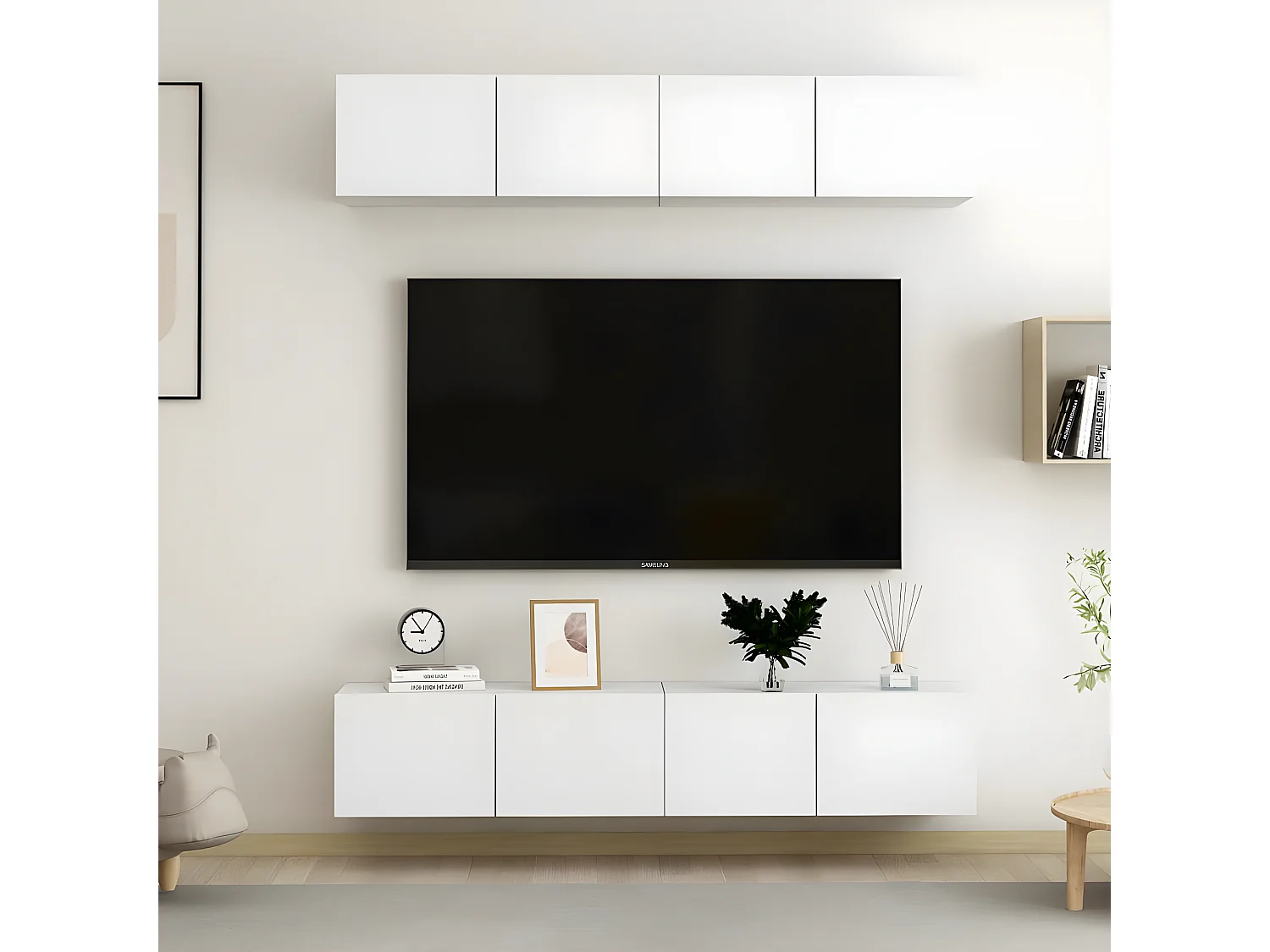 Mobile TV 4 pz Bianco 80x30x30 cm Truciolare