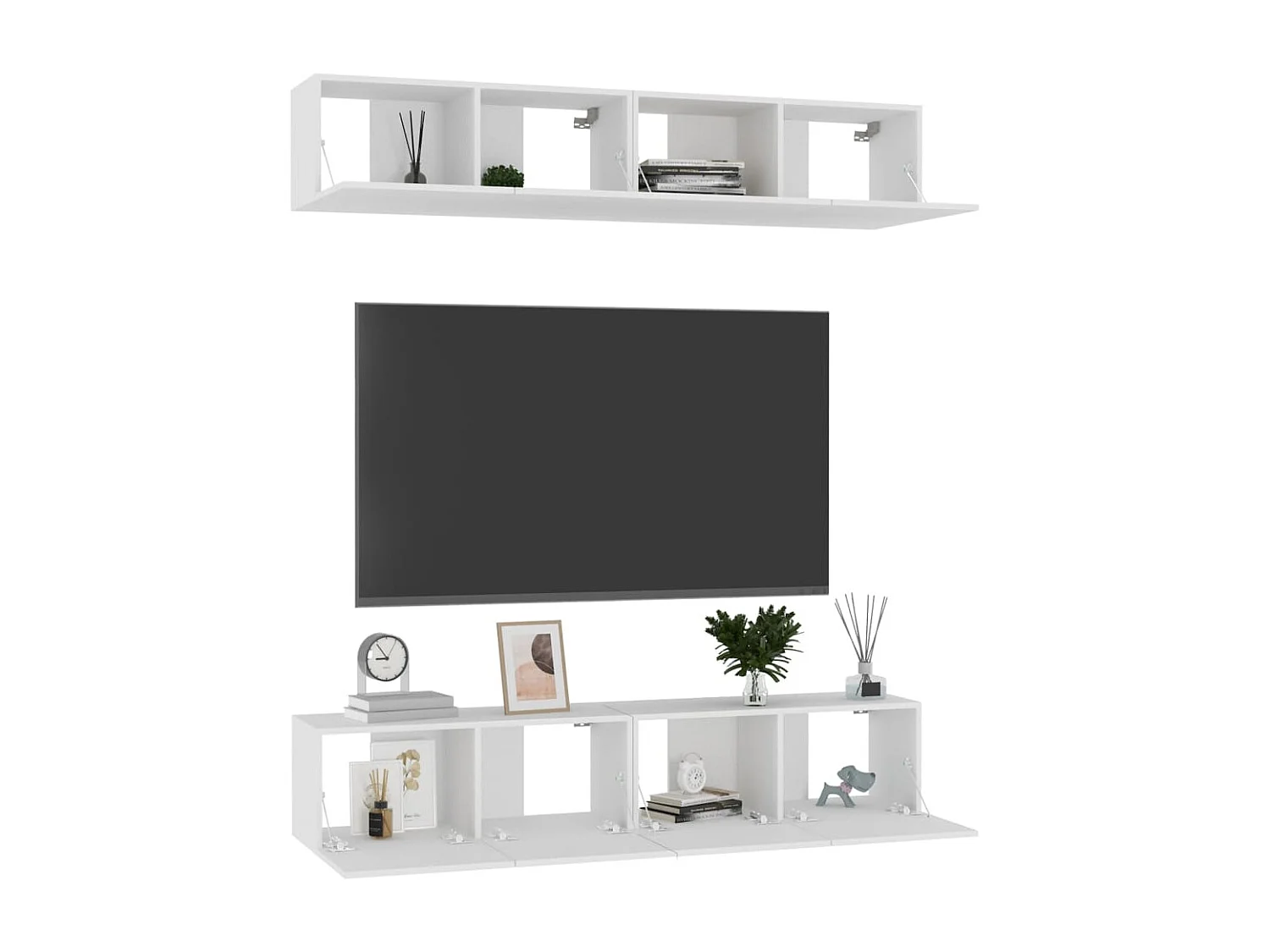 Mobile TV 4 pz Bianco 80x30x30 cm Truciolare