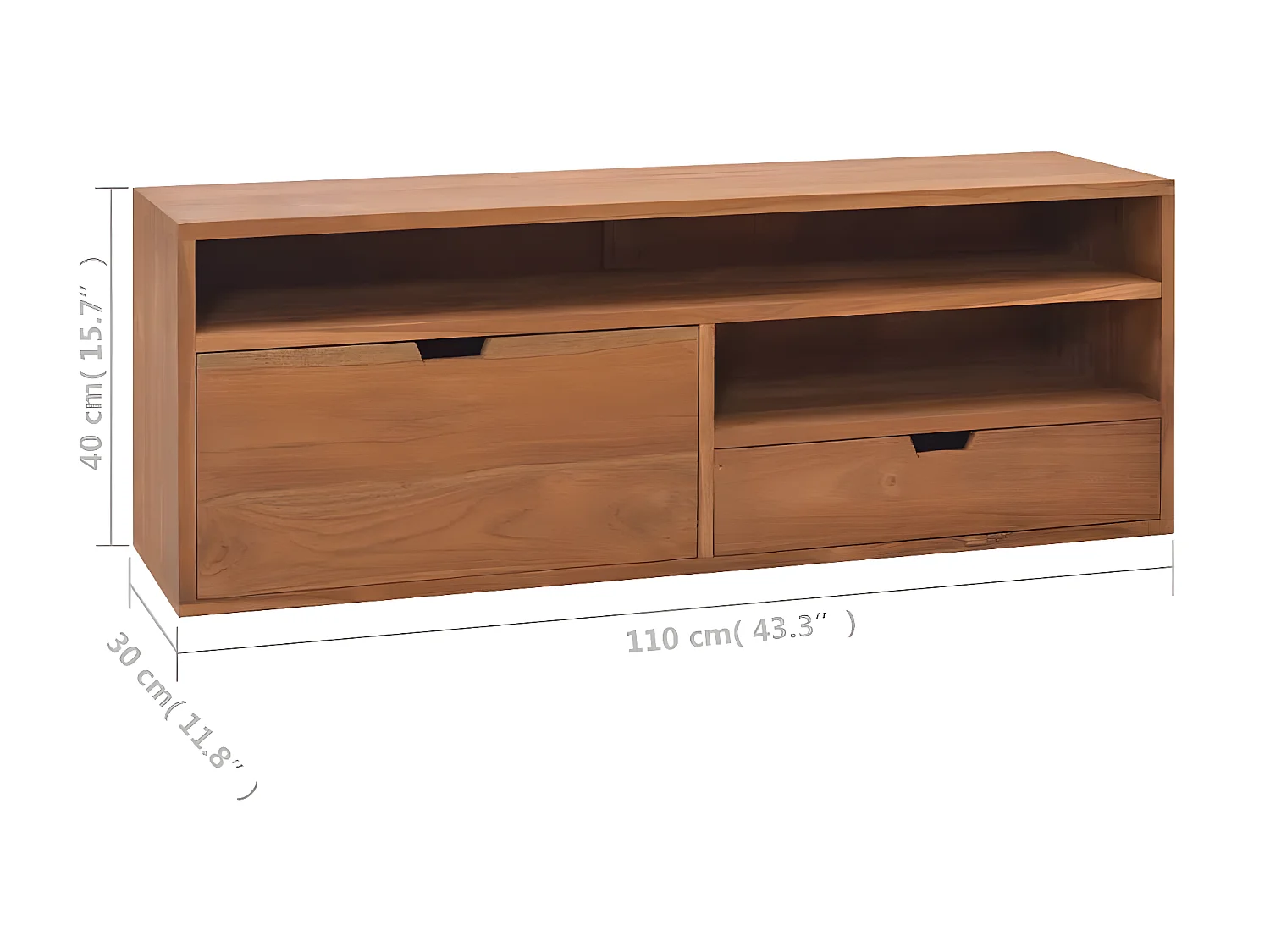 Meuble TV 110x30x40 cm Bois de teck massif