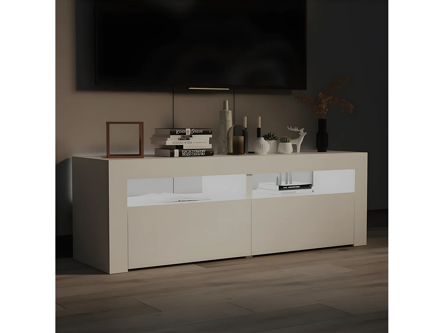 Meuble TV avec lumières LED blanc 120x35x40 cm