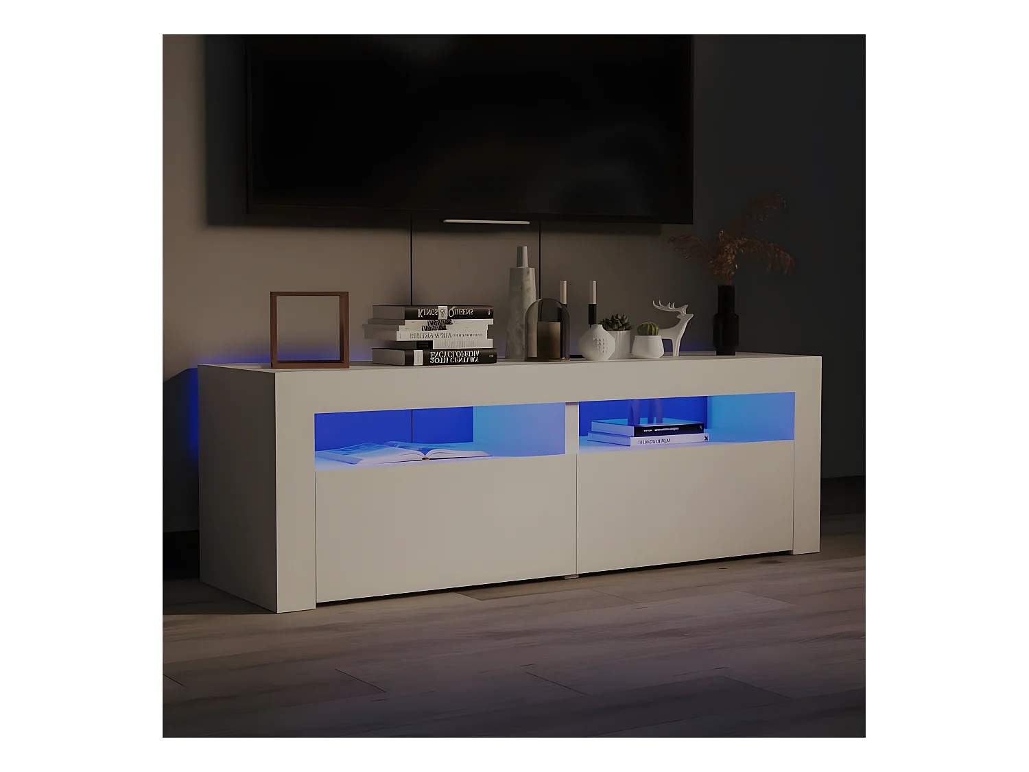 Meuble TV avec lumières LED blanc 120x35x40 cm