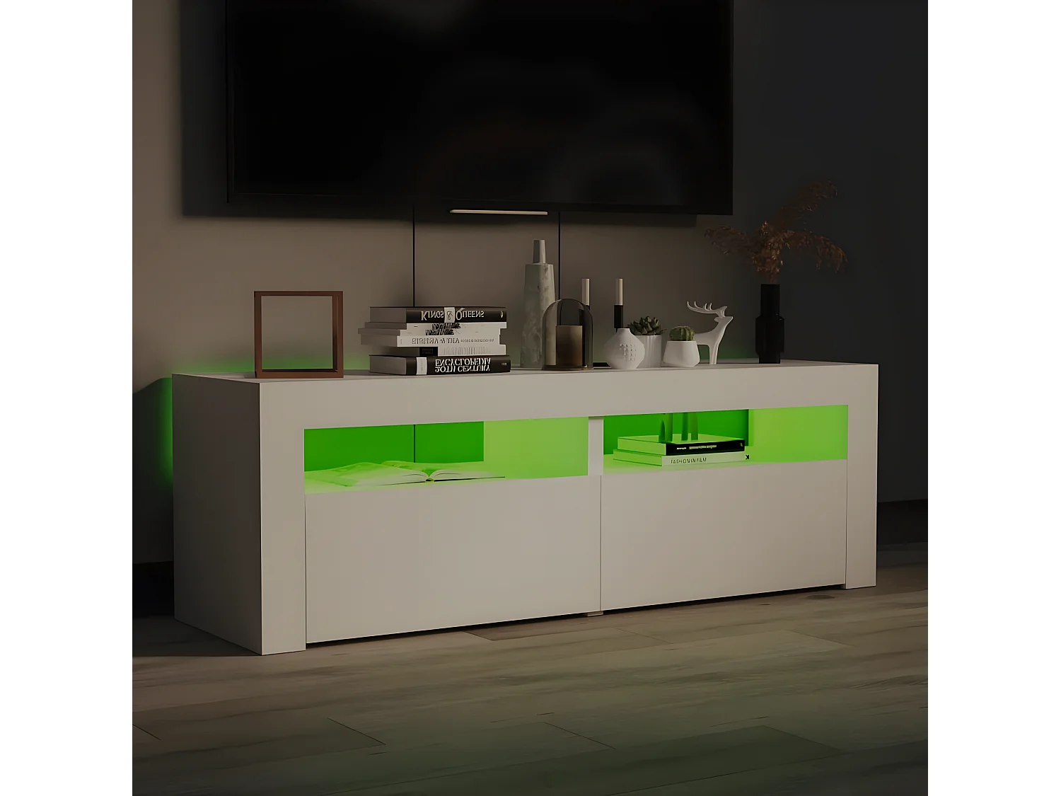 Meuble TV avec lumières LED blanc 120x35x40 cm