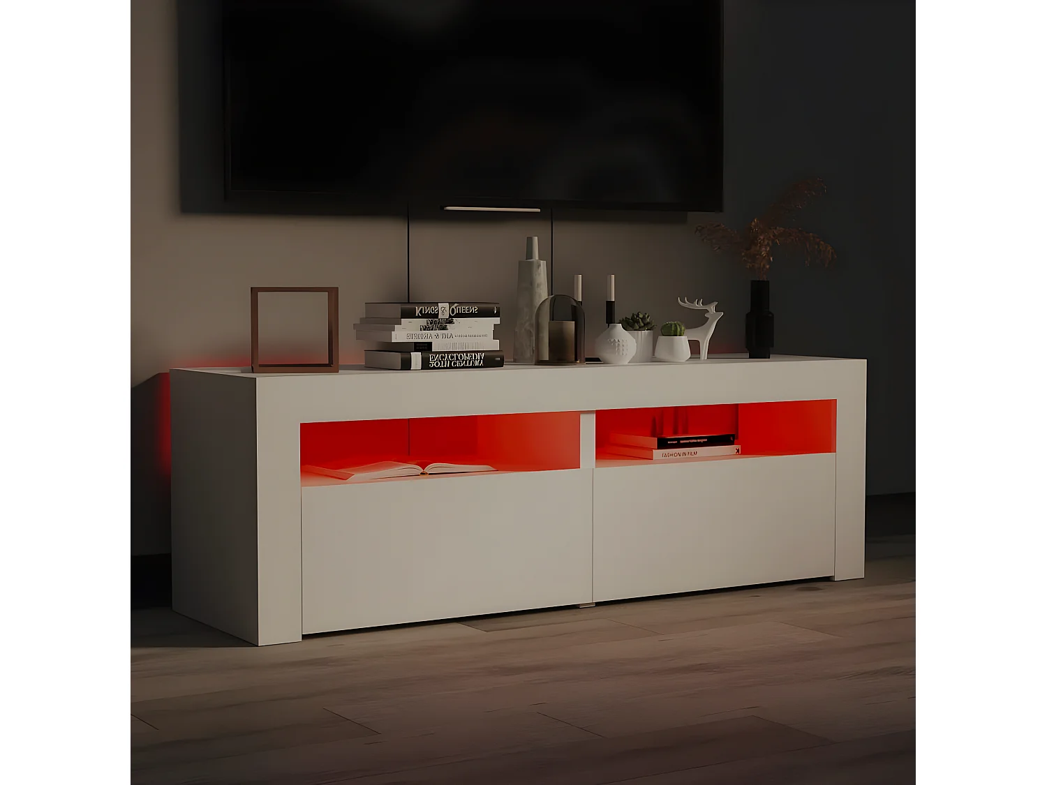 Meuble TV avec lumières LED blanc 120x35x40 cm