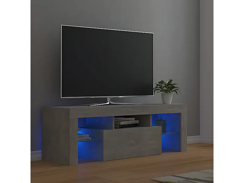TV-meubel met betongrijze LED-verlichting 120x35x40 cm