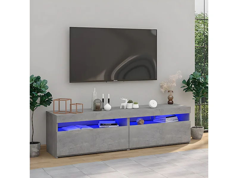 TV meubel 2 stuks met LED verlichting Betongrijs 75x35x40 cm