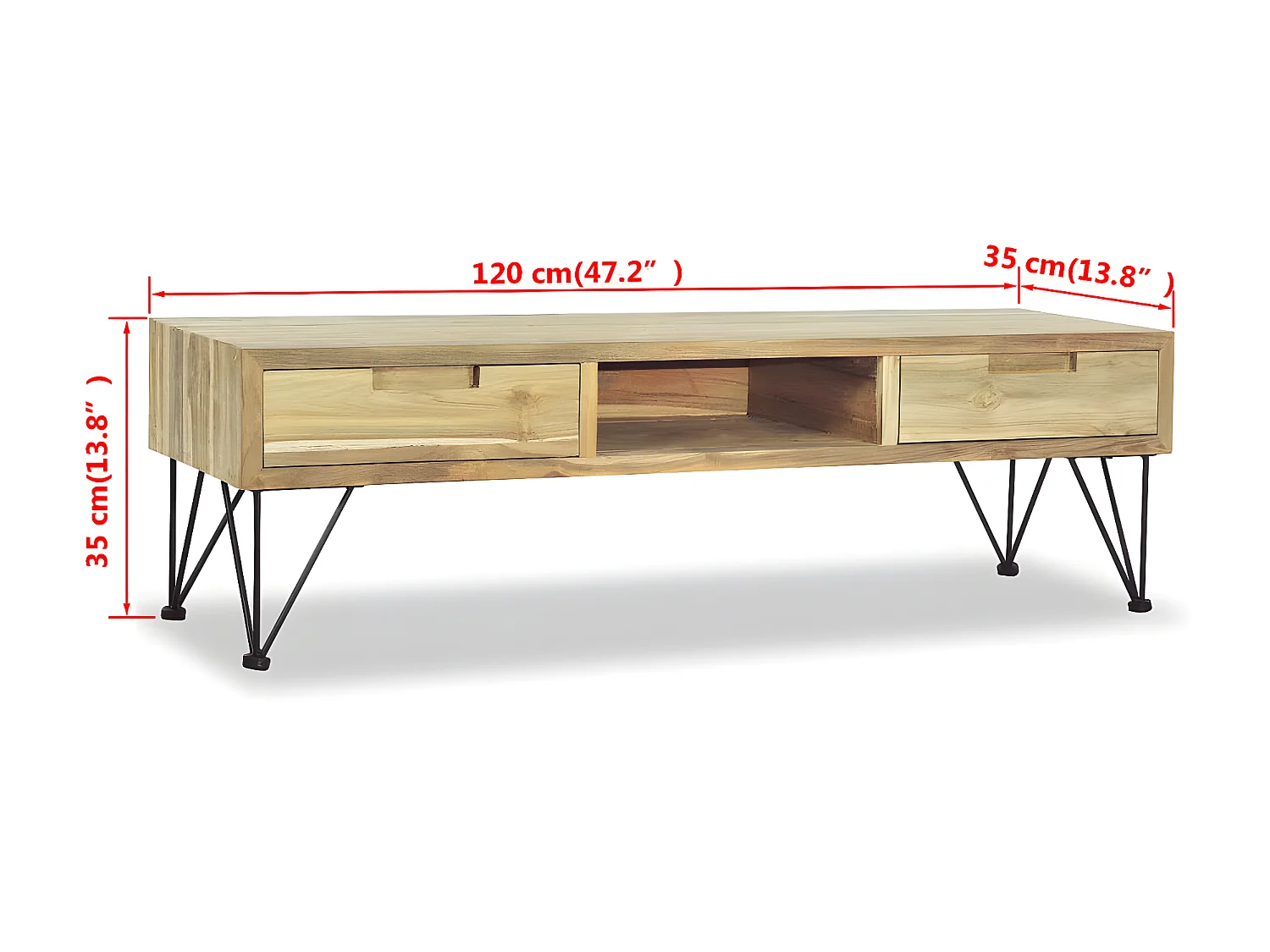 Mueble TV 120 x 35 x 35 cm Teca maciza