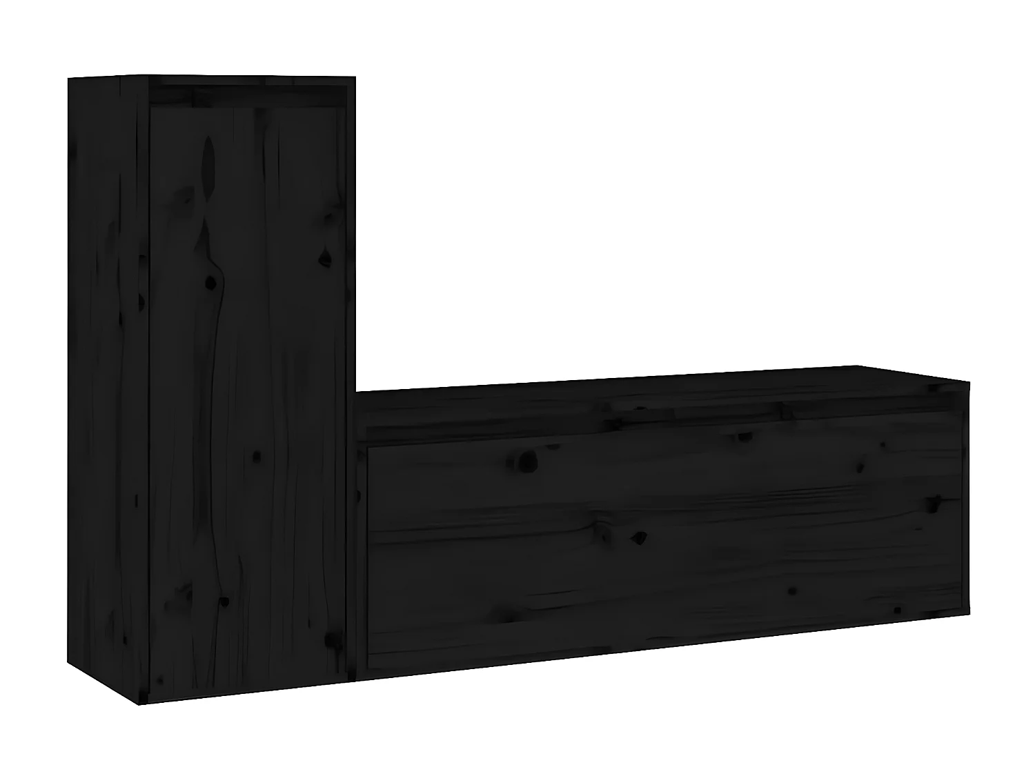 TV-meubel 2 stuks Zwart Massief grenenhout