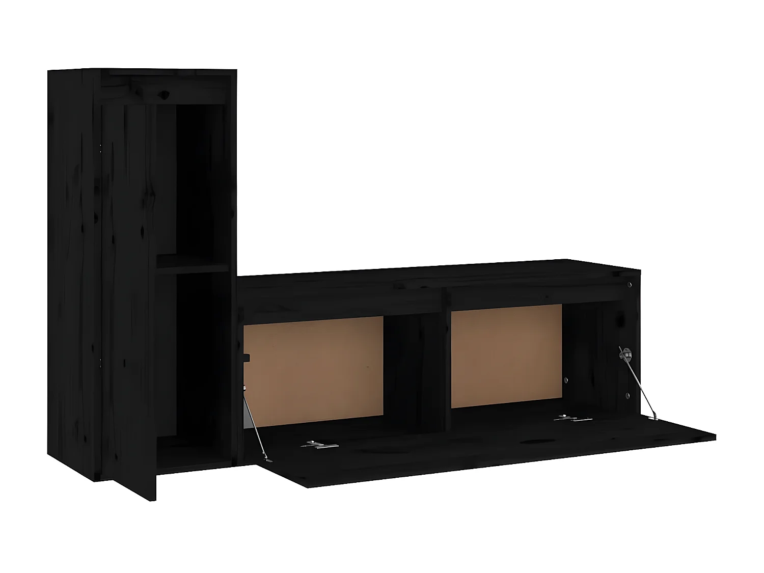 TV-meubel 2 stuks Zwart Massief grenenhout