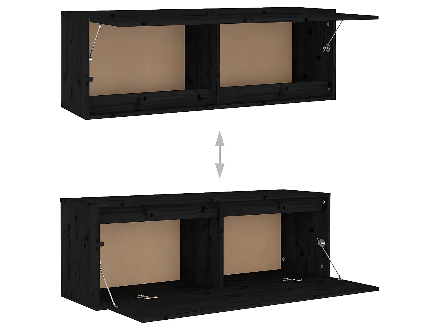 TV-meubel 2 stuks Zwart Massief grenenhout