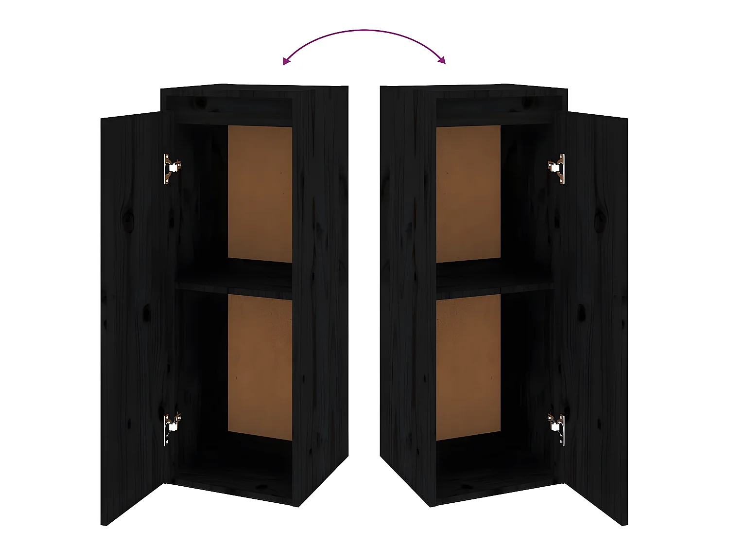 TV-meubel 2 stuks Zwart Massief grenenhout