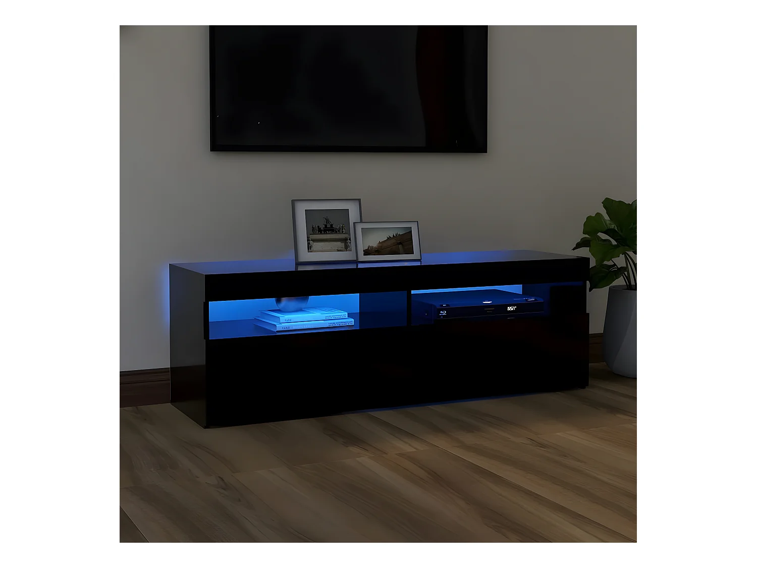 Mobile TV con luci LED nero 120x35x40 cm