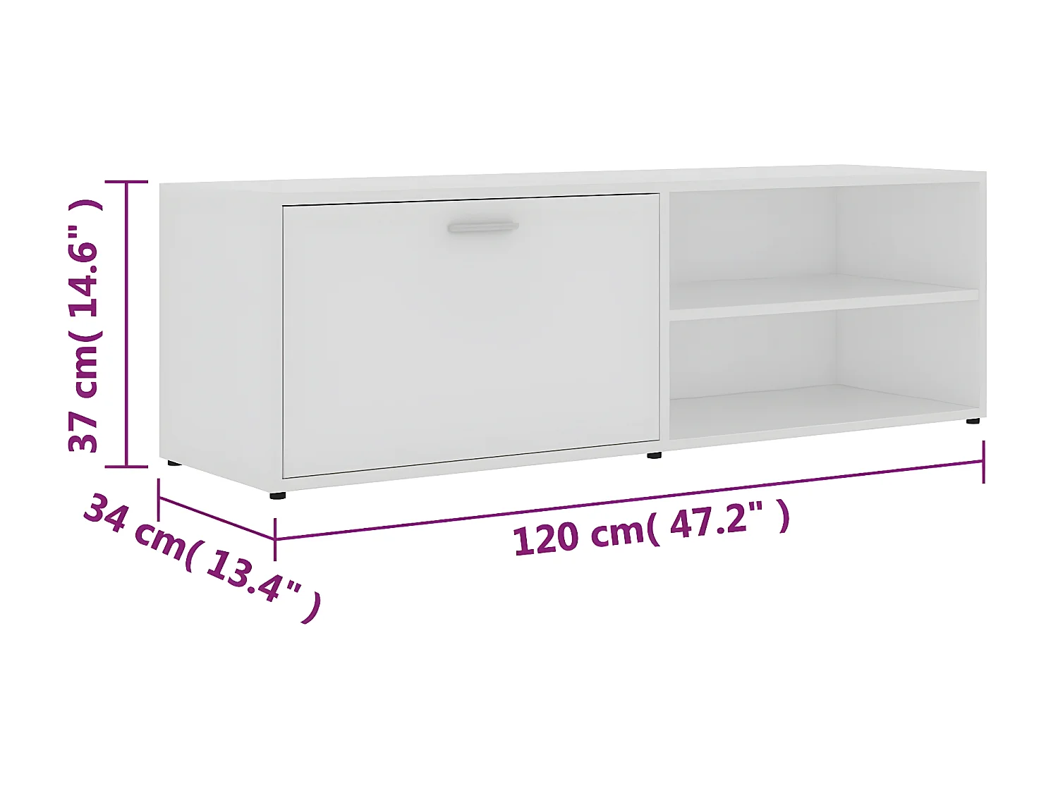 Meuble TV Blanc 120x34x37 cm Bois d'ingénierie