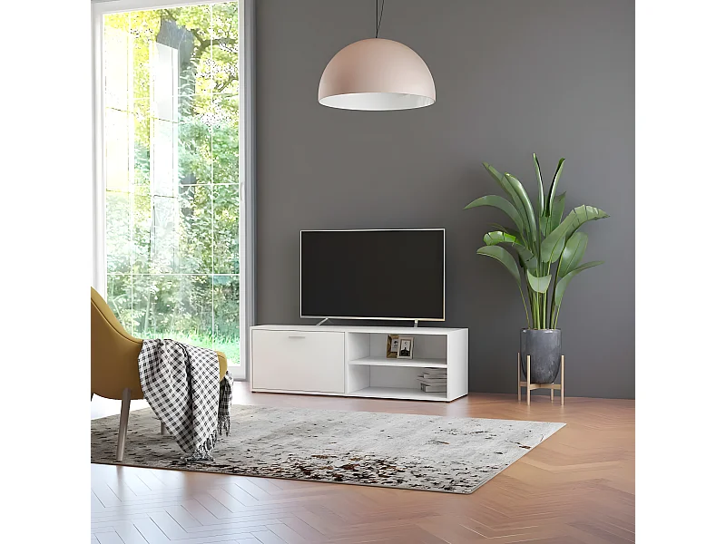 Mueble TV blanco 120x34x37 cm Madera contrachapada