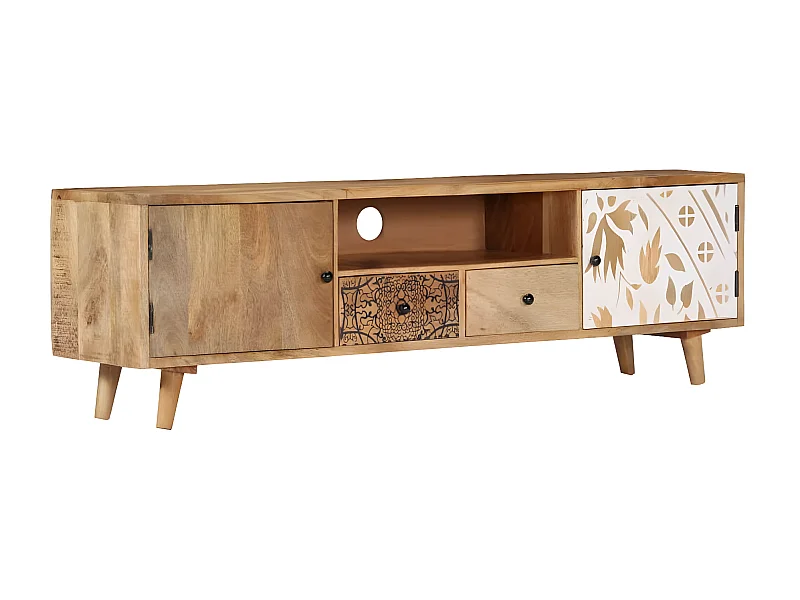 Mobile TV 140x30x40 cm Legno massello di mango